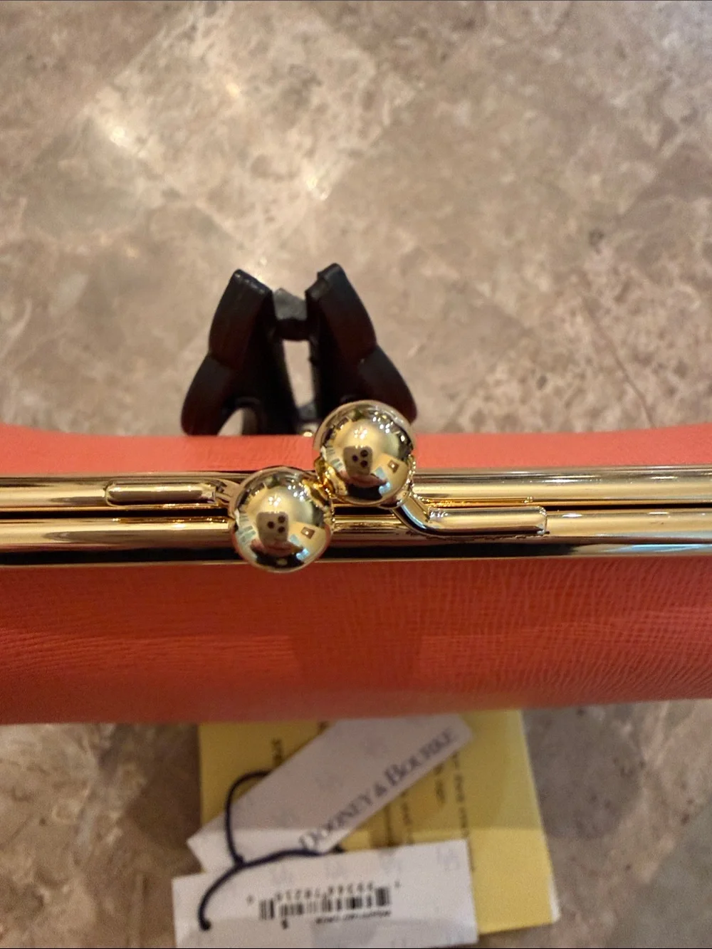 Dooney & Bourke NWT Bright Orange Leather Kiss-Lock card Holder/coins  purse